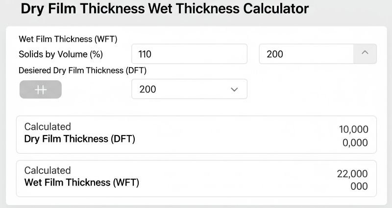 Dry Film Thickness DFT to Wet Film Thickness WFT Calculator