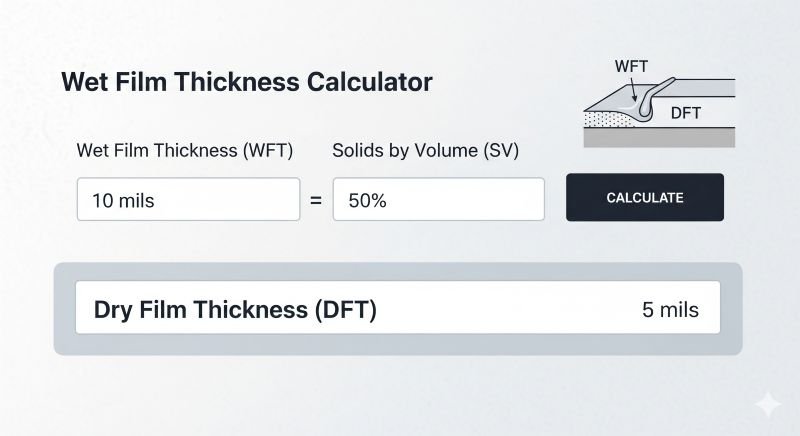Wet Film Thickness WFT to Dry Film Thickness DFT Calculator